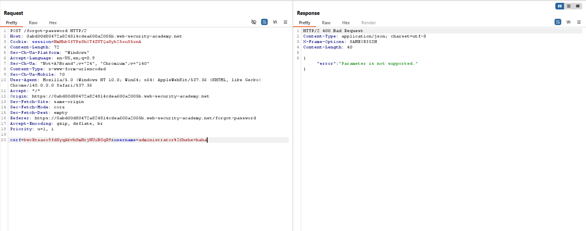 Chèn một parameter không tồn tại