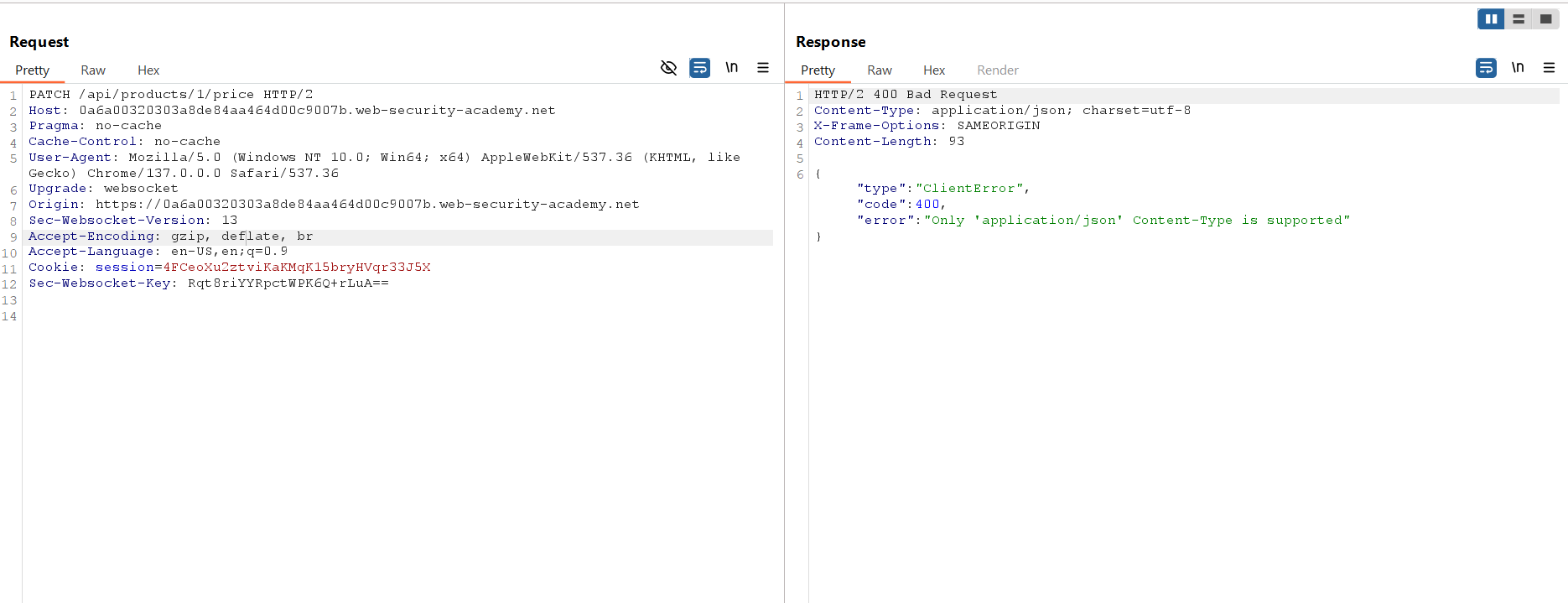 Gửi PATCH request để kiểm tra