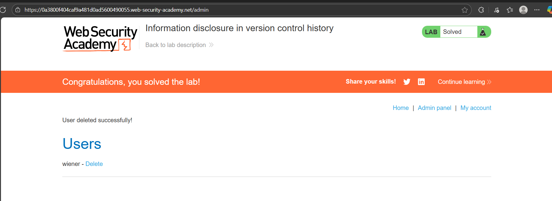 Solve thành công challenge