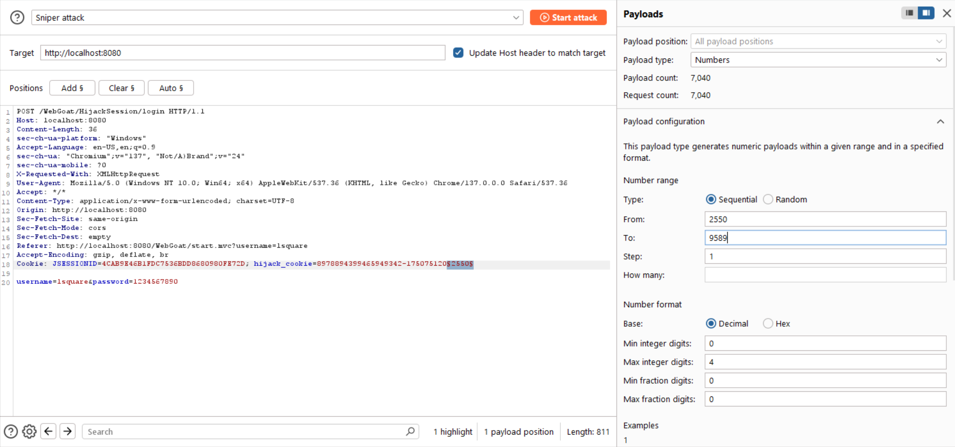 Setup payload brute-force